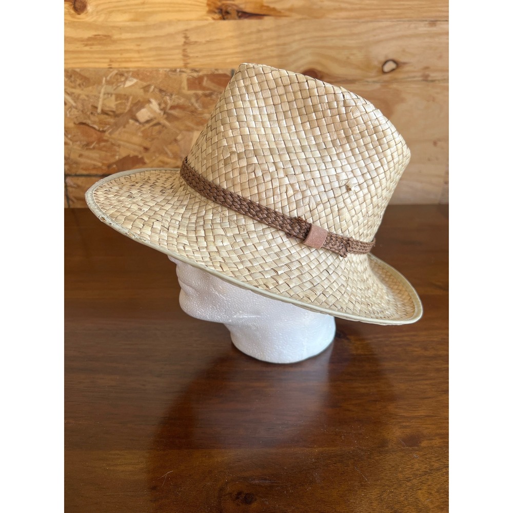 Woven Straw Wide Brim Hat Size Medium Made in USA